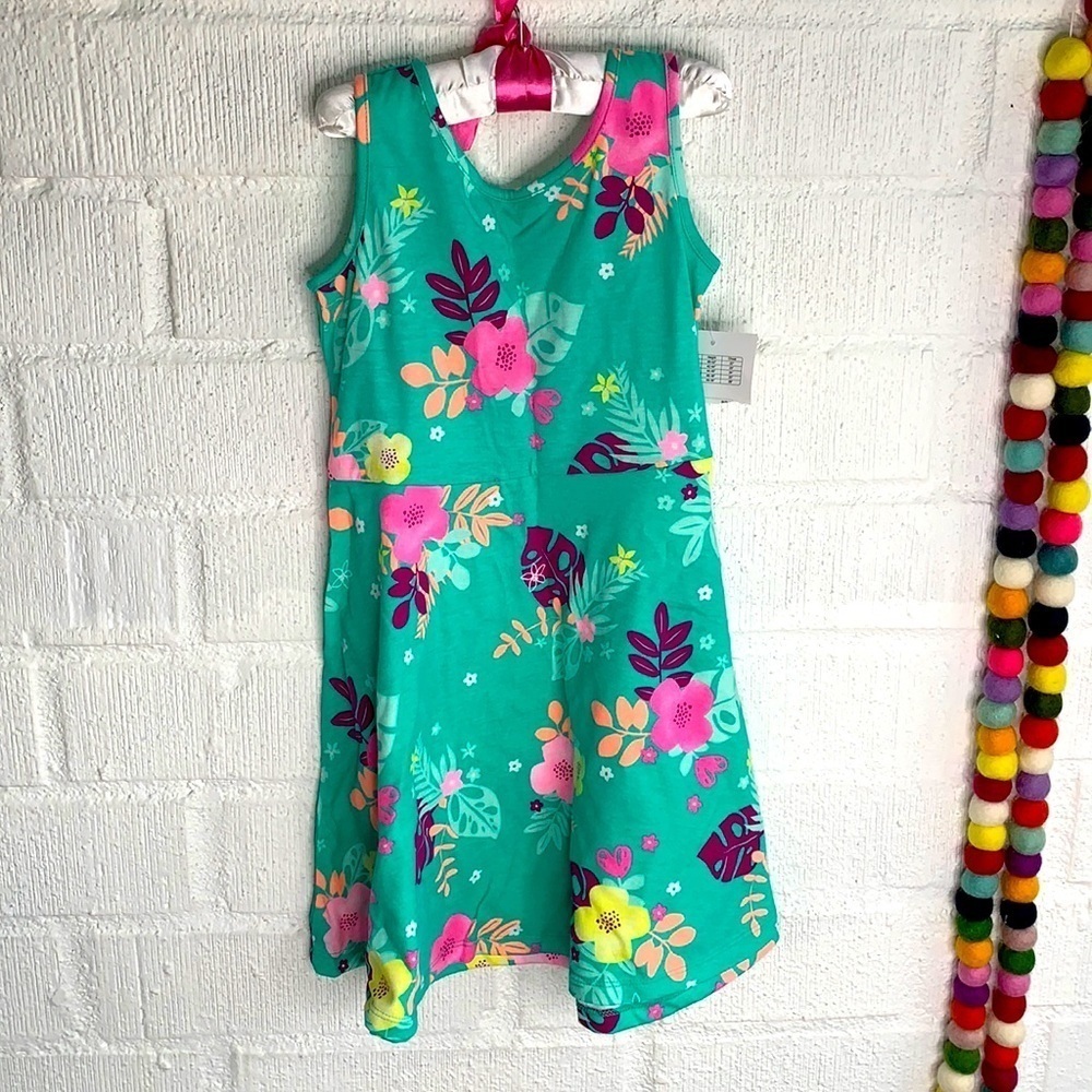 Jumping Beans Floral Teal Spring Summer Dress sz 5